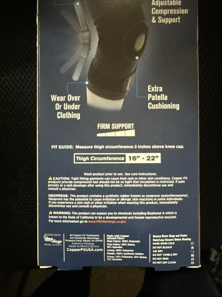 Rodillera ajuste cobre MOVIMIENTO NATURAL, bisagra tri-pivote, ajustable*LEER MÁS* 1ct Foto 4 de 4