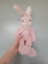 Tesco Pink White Bunny Rabbit Soft Toy Plush 10” Vintage ❤️ Jointed