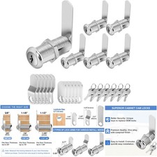 6 Pack 1-1/2 Inch Cabinet Cam Locks Keyed Alike Zinc Alloy RV Storage Tool Box