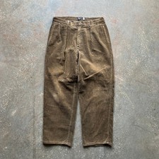 VTG Polo Ralph Lauren Mens Corduroy Pleated Pants Tan Relaxed Fit Size 34x30 USA