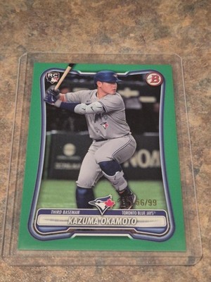 2026 Bowman Kazuma Okamoto RC #28 Green /99 Toronto Blue Jays