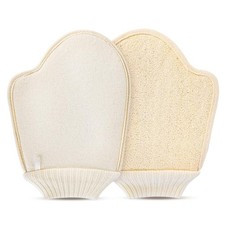 Natural Loofah Bath Mitts, 100 Plant-Based Loofah Gloves for Women and Men,D...