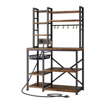 35.9 In. W X 14.6 In. D X 72.1 In. H Rustic Brown Assembled Kitchen Storage Shel