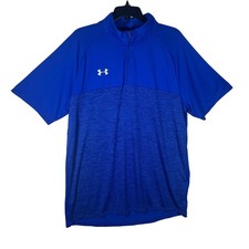 Under Armour Mens XL HeatGear Blue Short Sleeve 1/4 Zip Loose Fit Top NEW