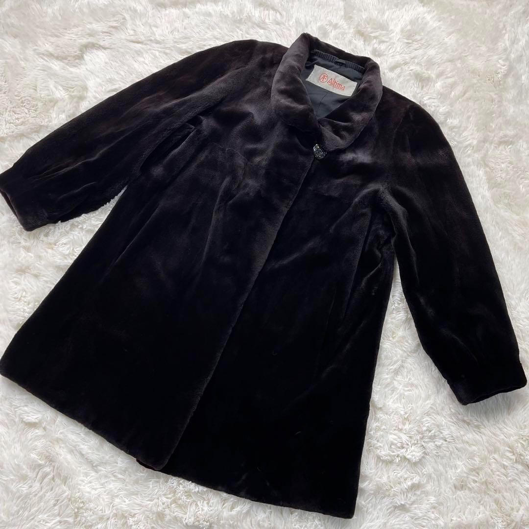 Abrigo largo de piel SAGA MINK negro excelente estado precio de venta ¥850.000