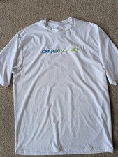O Neill Men White Short Sleeve Rash Guard Swim Shirt 2XL Slim Fit UV Protection