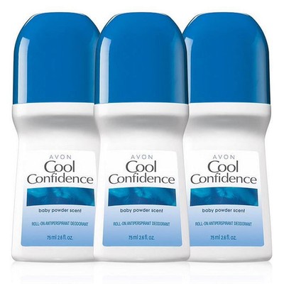 Avon Cool Confidence Baby Powder Scent Roll-On Deodorant 75 ml PACK OF 3