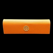Tory Burch Orange/Brown Leather Eye/SUNGLASSES Case Holder ONLY Small Magnetic