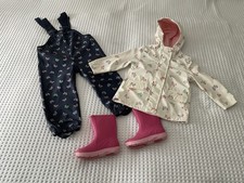 Regenanzug Set Mädchen, Gr. 98 / 104 , Regenjacke Regenhose, Matschanzug Gummist