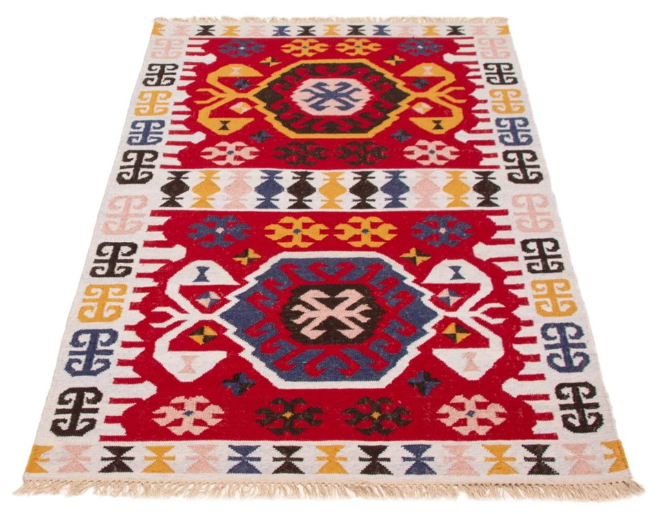 Vintage Hand Woven Traditional Kilim Rug 5'0" x 7'11" Oriental Wool Carpet - Image 3 of 4