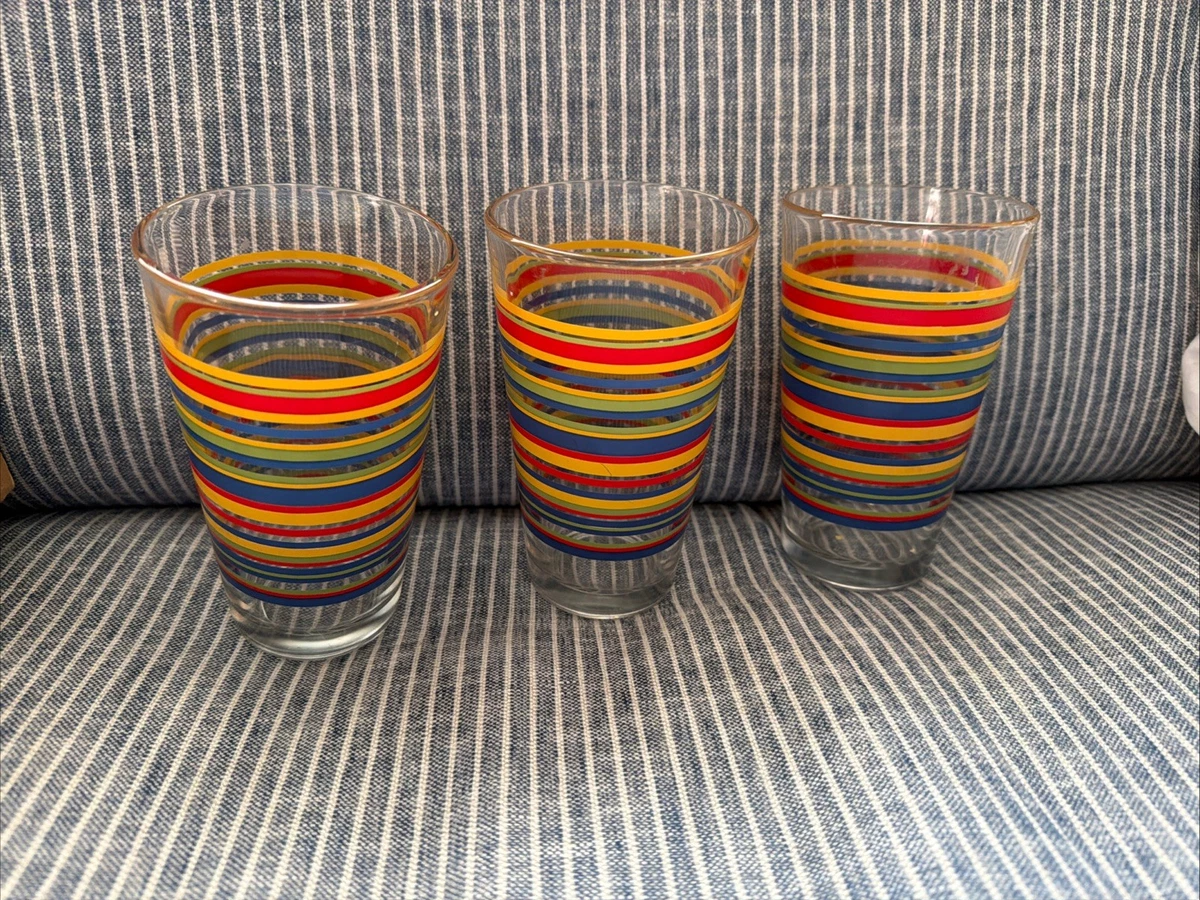 Vintage Striped Drinking Glasses In 40s, 50s, & 60s Glassware