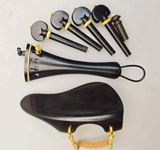 Baroque Violin Accessories 4/4 Violin Pegs Tailpiece Chinrest Clamp ,Ebony Wood