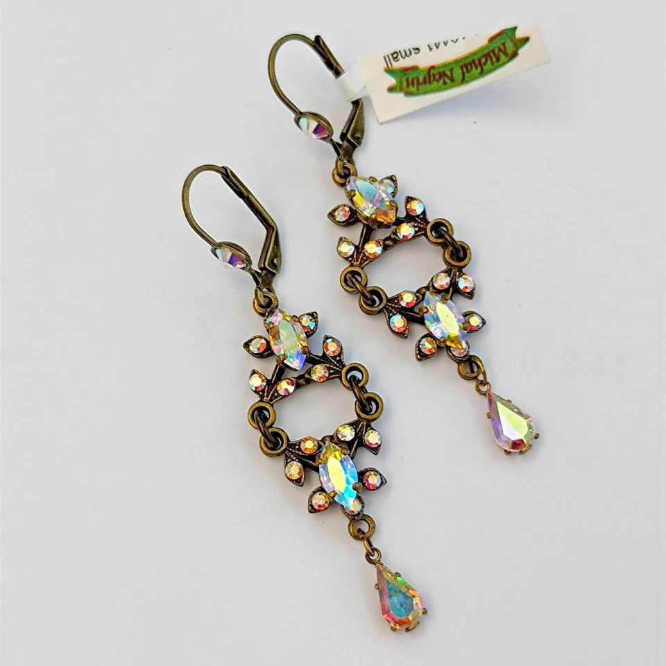 Pendientes Michal Negrin Aurora Boreal Cristal Romántico De Colección Iridiscente AB Foto 4 de 4