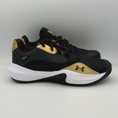Under Armour Lockdown 7 Low Shoes Mens 8.5 Black Gold Basketball 3027646-001