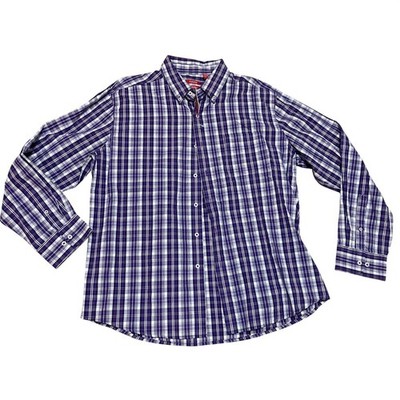 IZOD Mens XL Slim Fit Long Sleeve Button Down Shirt Purple Till Plaid Cotton NWT