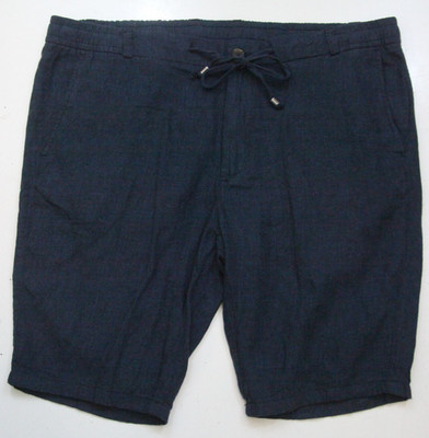 XL LCW Vision Blue Solid Slim Cotton Linen Dress Shorts Flat Front 38'' X 11'' G33