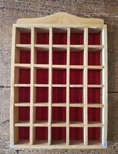Vintage Wooden Curio Shelf / Thimble Display Rack - 30 Compartments