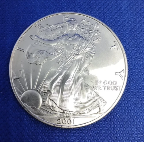 2001 American Silver Eagle Unc. From A Fresh Roll some have faint toning (B14)