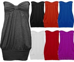 new womens plus size strapless boob tube tops long waist band tunics plus size tube tops