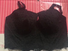 NWT VICTORIA'S SECRET BODY BY VICTORIA LONG LINE DEMI LACE BRA BLACK 38DD