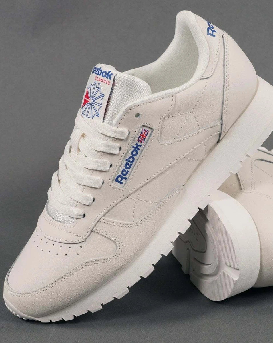 Reebok Classic Leather Trainers Chalk Blue Red