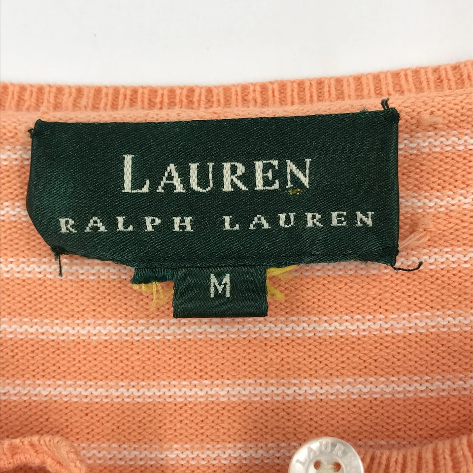 Suéter LRL Ralph Lauren Mujer Mediano Naranja Cárdigan Manga Larga Botón Tejido Foto 3 de 4