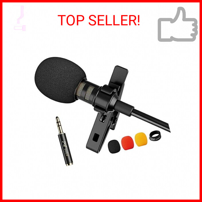 PoP voice 12.8 Feet Lavalier Lapel Microphone Professional Grade Omnidirectional