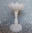 Rare Vintage Fenton Hobnail White Milk Glass 2 Piece Centerpiece Candle Holder