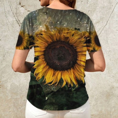 Women Boho Floral T-Shirt Tunic Tops Ladies Summer Holiday Casual Loose Blouse - Picture 17 of 27