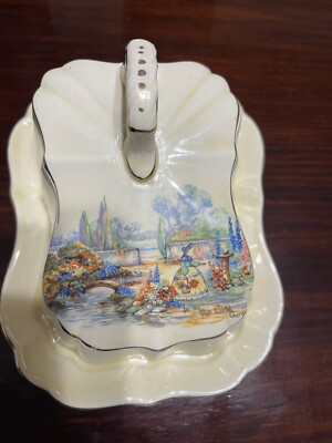 VTG  In An Old World Garden  English Ware Lancaster Hanley England Butter Dish