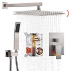 Heemli Shower Faucets 5.95"Hx14.6"Wx17.35"L Stainless Steel Brushed Nickel
