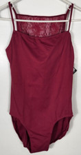 Danskin NYCB Women's Size Large 12/14 Merlot Lace Back Keyhole Leotard NWT