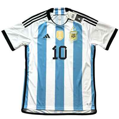 ARGENTINA CHAMPIONS THREE STARS LIONEL MEN HOME JERSEY FREE SHIPPING