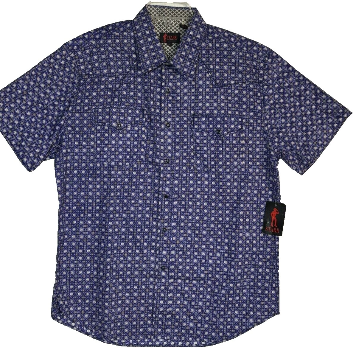 Short Sleeve Geometric Western Casual Button-Down Shirts for Men