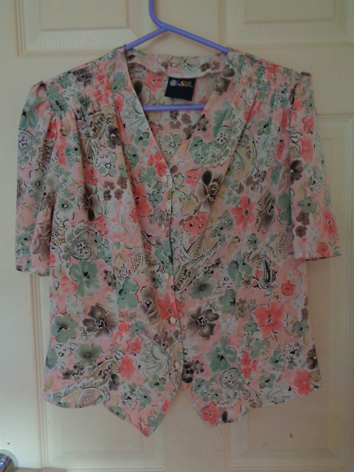 LADY'S PASTEL FLORAL SHIRT BLOUSE TOP YOUR SIXTH SENSE SIZE SMALL