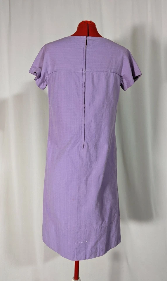 Vestido artesanal vintage años 60 lavanda mexicana retazos Jeanne Valentine Francia Foto 2 de 4