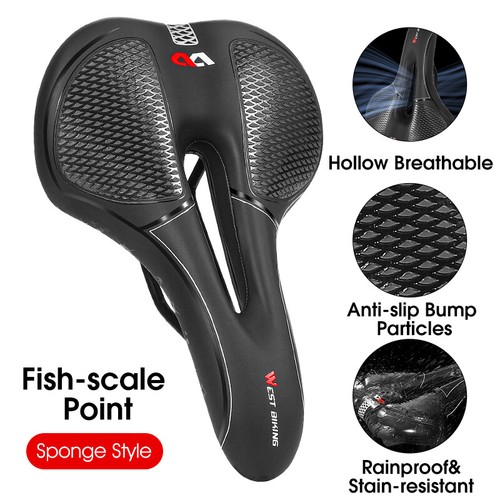Sillín de asiento de bicicleta de carretera para bicicleta de montaña MTB West Biking cómodo hueco suave acolchado suave - Imagen 15 de 15