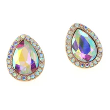 Gold Tone Metal Crystal Rhinestone Drop Post Earrings ER2548-GAB