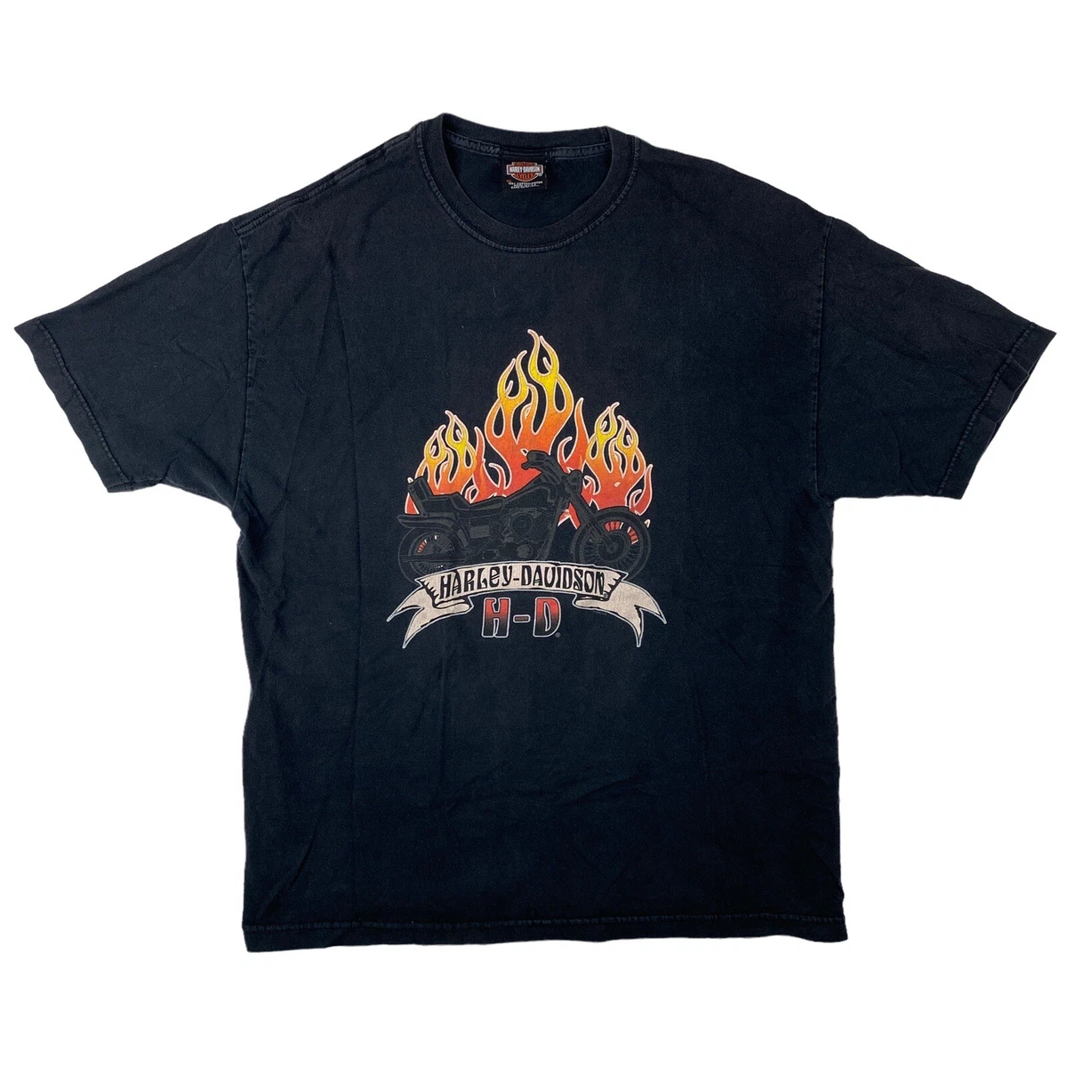 Vintage Harley Davidson Black Flames Virginia T-Shirt Men's Size XL 90s Biker