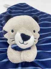 Carter s Just One You Blue Gray Striped Tiger Plush Baby Lovey Blanket