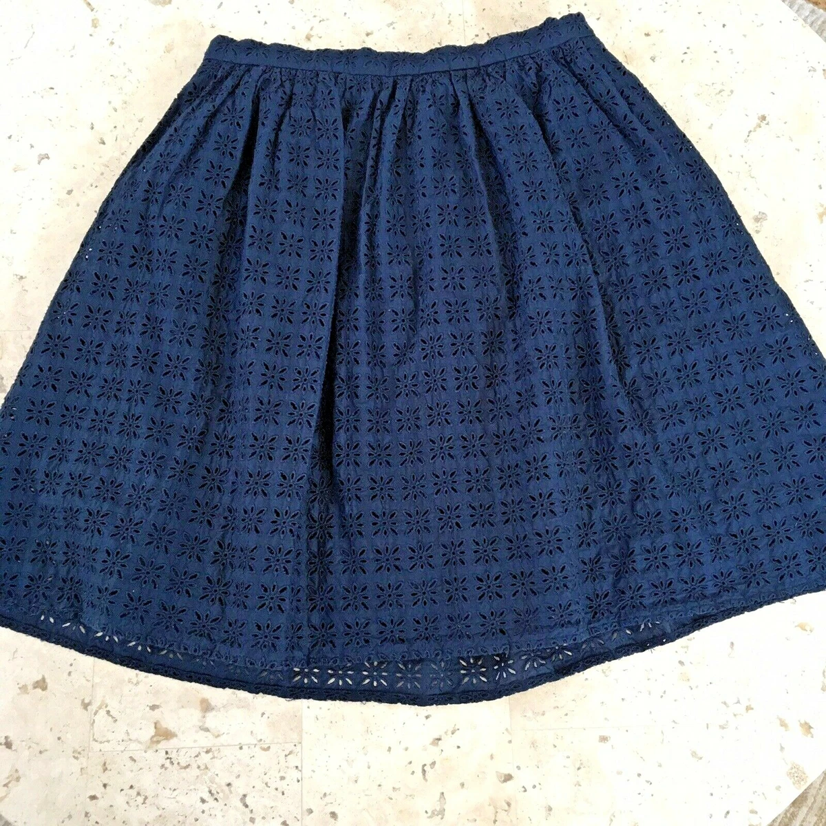 Navy blue eyelet skirt cheap