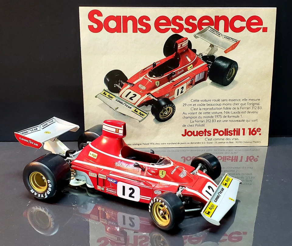 POLISTIL Vintage DIECAST 1/16 FERRARI 312 B3 F1 - #12 NIKI LAUDA w/BOX - Rare! - Image 2 of 4