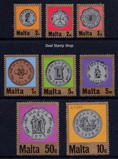 Malta 1972 Definitives Decimal Currency Coins  Set SG467 - SG474 Unmounted Mint