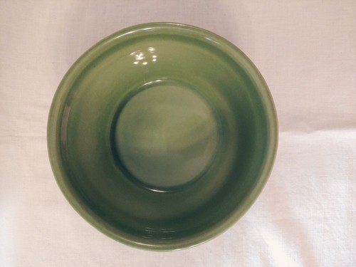 Monmouth Stoneware Mixing Bowl 6.5" Green Ribbed Maple Leaf USA - Picture 4 of 9