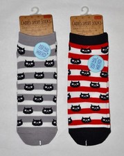 Women's Short Ankle Socks 2 Pairs - Cat Pattern Japanese Colorful Kawaii Gift