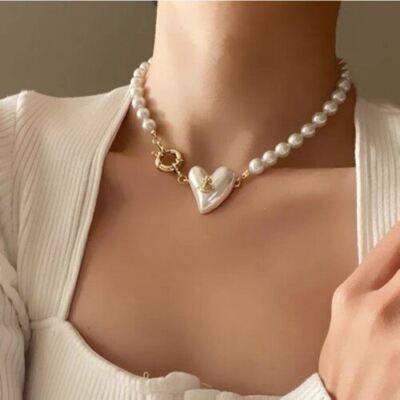 Vivienne Westwood Mini Heart Orb Gold Pearl Necklace Choker | eBay