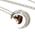 925 Sterling Silver 10k .01ct diamond half moon heart pendant necklace 3.5g — photo 6