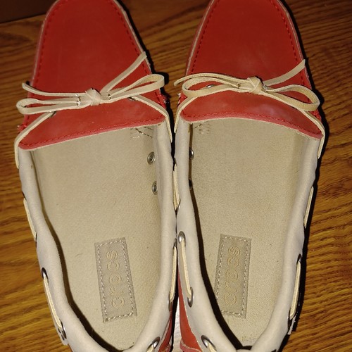 Crocs Wrap Colorlite Mocasín Rojo Pimienta/Tumbleweed Mujer Talla 8 Barco Zapatos Sin Cordones - Imagen 3 de 8