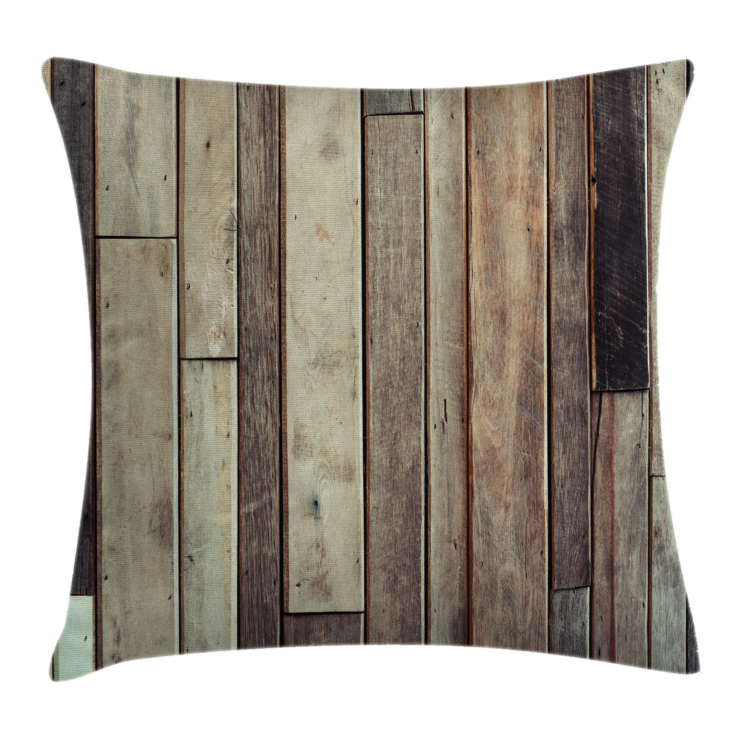 American Western Style 20 Inch Wooden Throw Pillow Cushion Cover Square Design