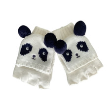 Gymboree Polar Pink Mittens Sz Small Girls Panda Fingerless White Blue NWT